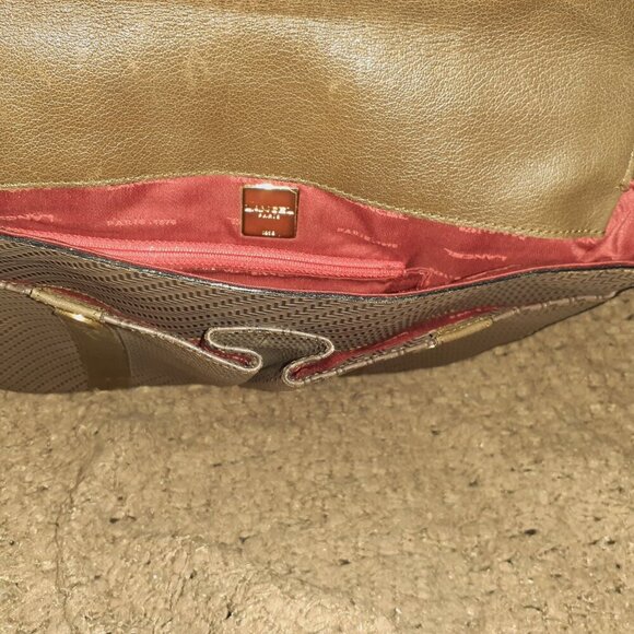 Vintage LANCEL PARIS 1876-Messenger Bag-Chevron-Grey/Green Leather/Shoulder-EX - Picture 10 of 12